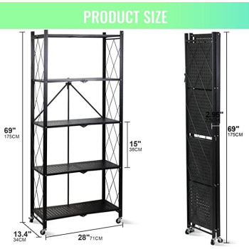 DEEP SLEEP EVERY NIGHT Foldable Storage Organizer 5 Tier, Storage Shelves Kitchen Cabinet Storage Rack, Shelf Storage Multipurpose Rack for Living Room Bedroom Kitchen Garage