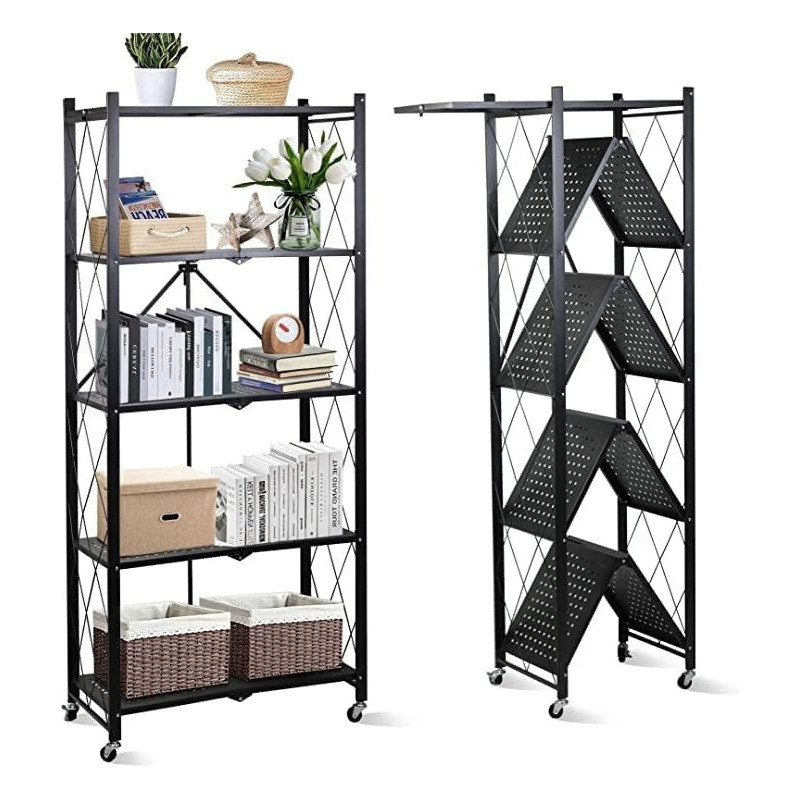 DEEP SLEEP EVERY NIGHT Foldable Storage Organizer 5 Tier, Storage Shelves Kitchen Cabinet Storage Rack, Shelf Storage Multipurpose Rack for Living Room Bedroom Kitchen Garage