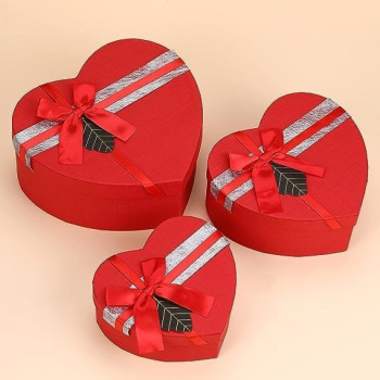 DEEP SLEEP EVERY NIGHT Gift Box Wedding Heart Gift Boxes Ribbon Treat Box Paper Presentation Box Engagement Wedding Birthday Packaging Box Gift Wrap Boxes Gifts (Red)
