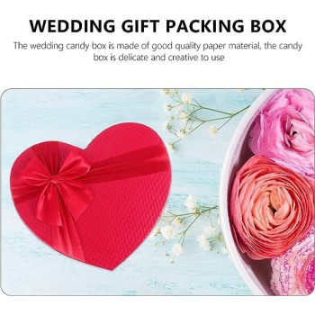 DEEP SLEEP EVERY NIGHT Gift Box Wedding Heart Gift Boxes Ribbon Treat Box Paper Presentation Box Engagement Wedding Birthday Packaging Box Gift Wrap Boxes Gifts (Red)