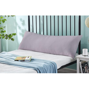 Deep Sleep Hotel Linen Long Body Pillow 1pc, Fabric: 100% Polyester 85 GSM Microfiber 1 cm Stripe Super Soft, Size 45 x 120cm (Light Grey, 45 x 120 cm)