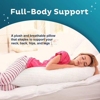 Deep Sleep Hotel Linen Long Body Pillow 1pc, Fabric: 100% Polyester 85 GSM Microfiber 1 cm Stripe Super Soft, Size 45 x 120cm (Light Grey, 45 x 120 cm)