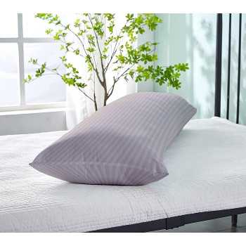 Deep Sleep Hotel Linen Long Body Pillow 1pc, Fabric: 100% Polyester 85 GSM Microfiber 1 cm Stripe Super Soft, Size 45 x 120cm (Light Grey, 45 x 120 cm)
