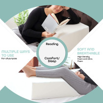 DEEP SLEEP EVERY NIGHT Leg Elevation Memory Foam with Removeable, Washable Cover - Elevated Pillows for Sleeping, Blood Circulation, Leg Swelling Relief (Large: 12)