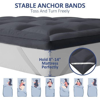 DEEP SLEEP EVERY NIGHT Mattress Topper Soft Comfort White 500gsm (Gray, Queen Size - W150 x L200 cm)