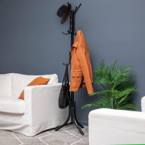DEEP SLEEP EVERY NIGHT Mind Reader COATRACK11 Standing Metal Coat Rack Hat Hanger 11 Hook for Jacket, Purse, Scarf Rack, Umbrella Tree Stand NQ-30049
