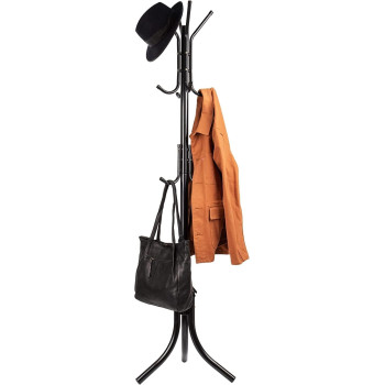 DEEP SLEEP EVERY NIGHT Mind Reader COATRACK11 Standing Metal Coat Rack Hat Hanger 11 Hook for Jacket, Purse, Scarf Rack, Umbrella Tree Stand NQ-30049