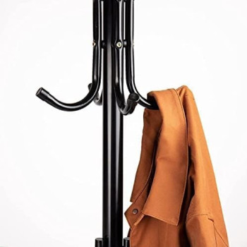 DEEP SLEEP EVERY NIGHT Mind Reader COATRACK11 Standing Metal Coat Rack Hat Hanger 11 Hook for Jacket, Purse, Scarf Rack, Umbrella Tree Stand NQ-30049