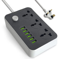 DEEP SLEEP EVERY NIGHT Power Strips Extension Cord 3 Outlets, Power Socket with 6 USB Ports Universal Charging Socket with 2M Bold Extension Cord