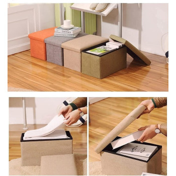 DEEP SLEEP EVERY NIGHT Storage Ottoman Folding Storage Ottoman Cube Footrest Seat,Space Saving Foldable Storage Ottoman Boxes Padded 40 x 25 x 25 cm - MD-31772 (Green)
