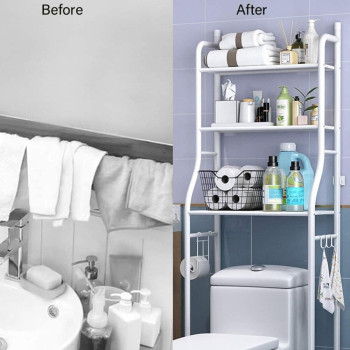 DEEP SLEEP EVERY NIGHT Toilet Storage Rack, 3-tier Bathroom Storage Shelf, Over The Bathroom Shelf Organizer Stand, High Capacity, Bathroom Space Saving Shelf