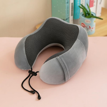 DEEP SLEEP EVERY NIGHT Travel Pillow Pure Memory Foam Neck Pillow,Airplane Sleeping Best Neck&Head Support for Travel, Home&Office Use (Gray)