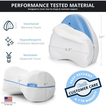 DEEP SLEEP EVERY NIGHT Ultra Soft Memory Foam Knee Pillow for Pain Relief/Orthopedic Leg Pillow Designed for Side Sleepers, Leg, Pregnancy, Back, Hip Pain with Washable Cover