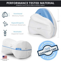 DEEP SLEEP EVERY NIGHT Ultra Soft Memory Foam Knee Pillow for Pain Relief/Orthopedic Leg Pillow Designed for Side Sleepers, Leg, Pregnancy, Back, Hip Pain with Washable Cover