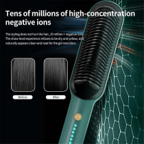 Deep Sleep Hair Straightener Brush Hair Straightening Iron with Built-in Comb, 20s Fast Heating 5 Gears Settings Anti-Scald Perfect for Professional Salon at Home EJ-31693 (Green)
