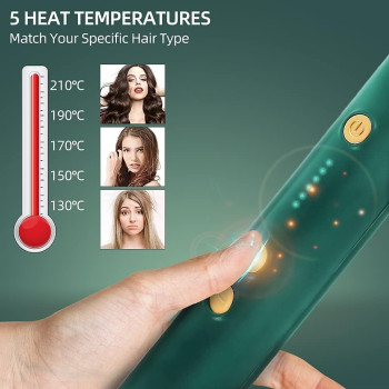 Deep Sleep Hair Straightener Brush Hair Straightening Iron with Built-in Comb, 20s Fast Heating 5 Gears Settings Anti-Scald Perfect for Professional Salon at Home EJ-31693 (Green)