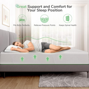 Deep Sleep Gel Premium Quality 10 Inch Cooling Gel Memory Foam Mattress with Airflow Channel Foam for Breathability with Medium Firm Support (Double - W120 x L200 cm)