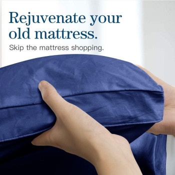 Deep Sleep Mattress Topper Soft Comfort White 500gsm (Dark Blue, Super King Size - W 200 x L 200 cm)