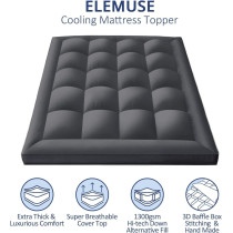 Deep Sleep Mattress Topper Soft Comfort White 500gsm (Gray, King Size - W180 x L200 cm)