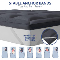 Deep Sleep Mattress Topper Soft Comfort White 500gsm (Gray, King Size - W180 x L200 cm)