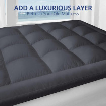 Deep Sleep Mattress Topper Soft Comfort White 500gsm (Gray, King Size - W180 x L200 cm)