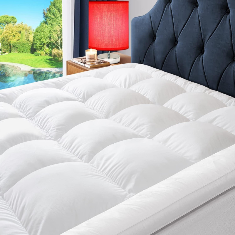 Deep Sleep Mattress Topper Soft Comfort White 500gsm King Size - W180 x L200 cm
