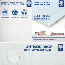 Deep Sleep Memory Foam (Visco) Mattress Topper Height of 5 cm With Removable Knitted Fabric Cover (Double - 120 x 200)