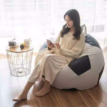 Deep Sleep Soccer Bean Bag, Leather Durable Double Stitched Material Sturdy Zippers, Ideal for Teenagers Pvc Leather Large Football Bean Bag DS-BBFB-01