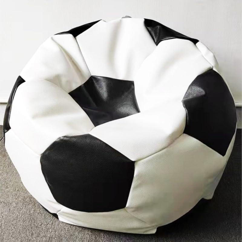 Deep Sleep Soccer Bean Bag, Leather Durable Double Stitched Material Sturdy Zippers, Ideal for Teenagers Pvc Leather Large Football Bean Bag DS-BBFB-01