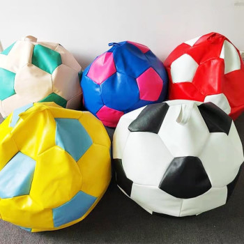 Deep Sleep Soccer Bean Bag, Leather Durable Double Stitched Material Sturdy Zippers, Ideal for Teenagers Pvc Leather Large Football Bean Bag DS-BBFB-04