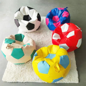 Deep Sleep Soccer Bean Bag, Leather Durable Double Stitched Material Sturdy Zippers, Ideal for Teenagers Pvc Leather Large Football Bean Bag DS-BBFB-02