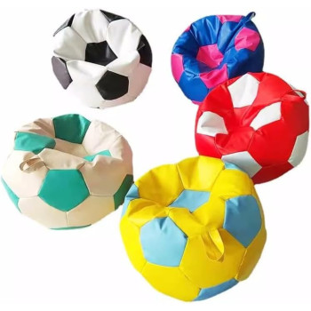 Deep Sleep Soccer Bean Bag, Leather Durable Double Stitched Material Sturdy Zippers, Ideal for Teenagers Pvc Leather Large Football Bean Bag DS-BBFB-02