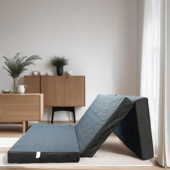 Deep Sleep Tri-Fold Foam Mattress, Foldable Bed Mattress with Washable Cover, Non-Slip Bottom Camping Floor Mattress Guest Bed for Camping, Dark Gray (180x90x10cm)