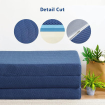 Deep Sleep Tri-Folding Foam Mattress, 4 Inch Single Size, Play Mat, Foldable Bed, Guest Beds, Portable Bed, XV-6R2Z-N5KV