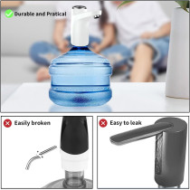 Deep sleep water dispenser pump for 5 gallon bottle, quantitative drinking water pump portable usb charging electric bottle pump multipurpose dispenser, white