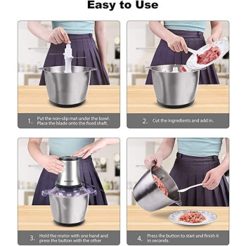 Electric Meat Grinder, Food Processor 3.5L Stainless Steel Meat Blender Food Chopper for Meat, Vegetables, Fruits and Nuts with 4 Large Sharp Blades, 850W High