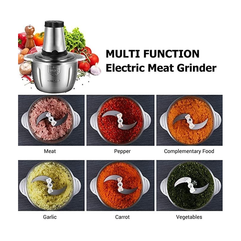Electric Meat Grinder, Food Processor 3.5L Stainless Steel Meat Blender Food Chopper for Meat, Vegetables, Fruits and Nuts with 4 Large Sharp Blades, 850W High