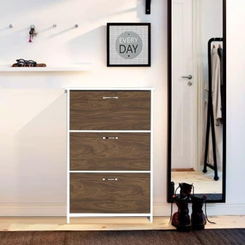 Epikasa Shoe Rack Tea Walnut – 72 x 25.5 x 112 cm