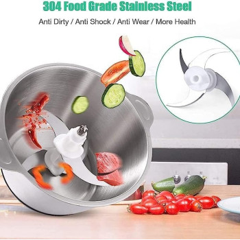 Food Chopper, 3L Stainless Steel Electric Meat Chopper With Bi-Level Blades, 4 Speed Levels, 300W Multi Food Chopper For Meat, Vegetables, Fruits And Nuts