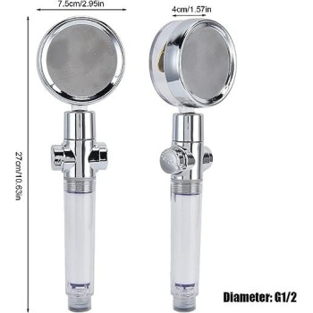 High Pressure Shower Heads, Unique Propeller Drive Design 360  Rotation Water Saving Mode Propeller Operated Shower Head for Water Saving (Golden Fan Shower)