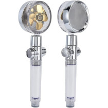 High Pressure Shower Heads, Unique Propeller Drive Design 360  Rotation Water Saving Mode Propeller Operated Shower Head for Water Saving (Golden Fan Shower)