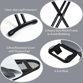 Ironing Board with Heat-Resistant Cover, Large Folding Ironing Board, Stable Frame & Non-Slip Legs Adjustable Foldable Iron Table, Space-Saving, Perfec