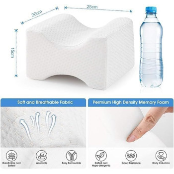 Knee Pillow for Side Sleepers Orthopedic Wedge Contour Leg Pillows Memory Foam for Back Hip Leg Joint Pain with Removable Washable Cover (White)