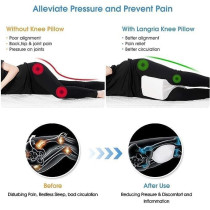 Knee Pillow for Side Sleepers Orthopedic Wedge Contour Leg Pillows Memory Foam for Back Hip Leg Joint Pain with Removable Washable Cover (White)