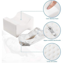 Knee Pillow for Side Sleepers Orthopedic Wedge Contour Leg Pillows Memory Foam for Back Hip Leg Joint Pain with Removable Washable Cover (White)