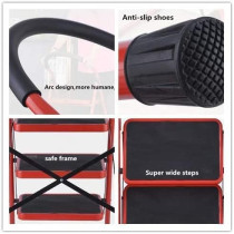 Ladder Fold Ladder Household Indoor Kitchen Living Room Portable Step Stools - Home Ladder Folding Domestic Stepladder Safety Multi-function (4 Step)