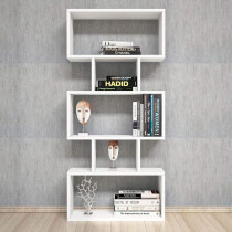 Maison du Design Homemania Bookcase Iona Shelving unit, Mobile - with shelves - for Living Room, Office - White Wooden, 60 x 20 x 130 cm
