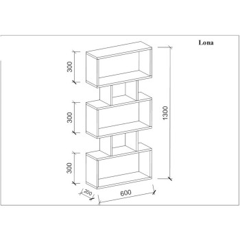 Maison du Design Homemania Bookcase Iona Shelving unit, Mobile - with shelves - for Living Room, Office - White Wooden, 60 x 20 x 130 cm