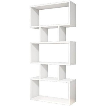 Maison du Design Homemania Bookcase Iona Shelving unit, Mobile - with shelves - for Living Room, Office - White Wooden, 60 x 20 x 130 cm