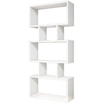 Maison du Design Homemania Bookcase Iona Shelving unit, Mobile - with shelves - for Living Room, Office - White Wooden, 60 x 20 x 130 cm